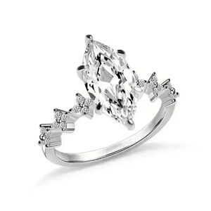 New 925 Silver White Sapphire Marquise Ring